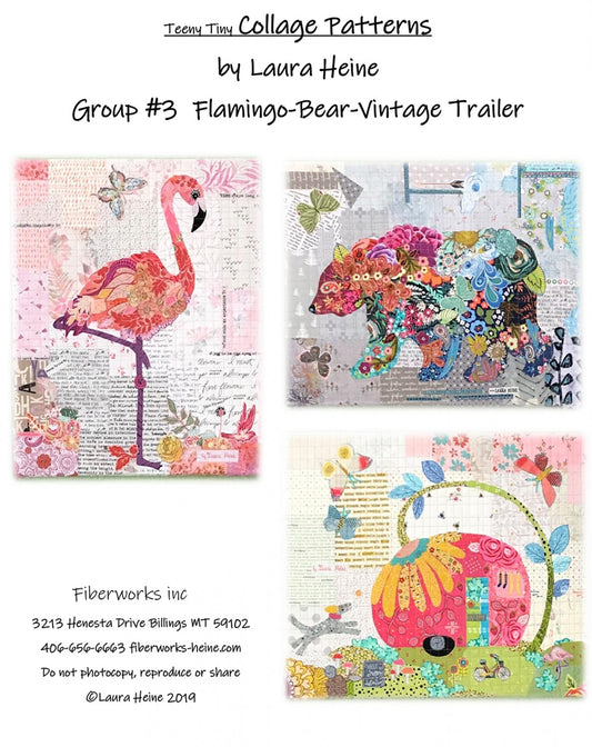 Teeny Tiny Collage Pattern Group #3, flamingo, bear, vintage camper