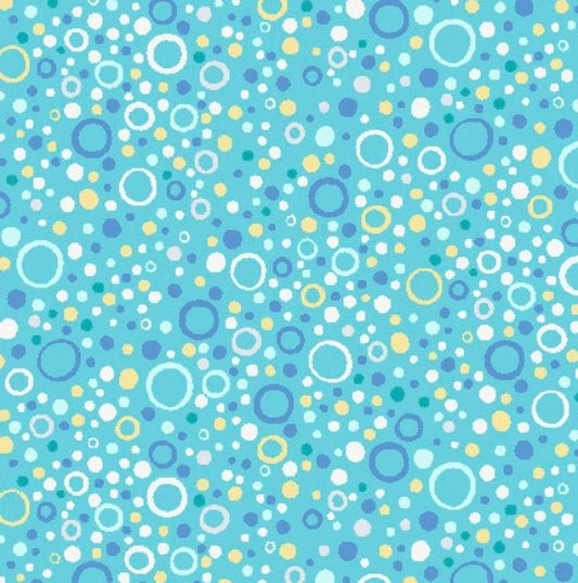 Little Squirt Bubble Turquoise Flannel Fabric