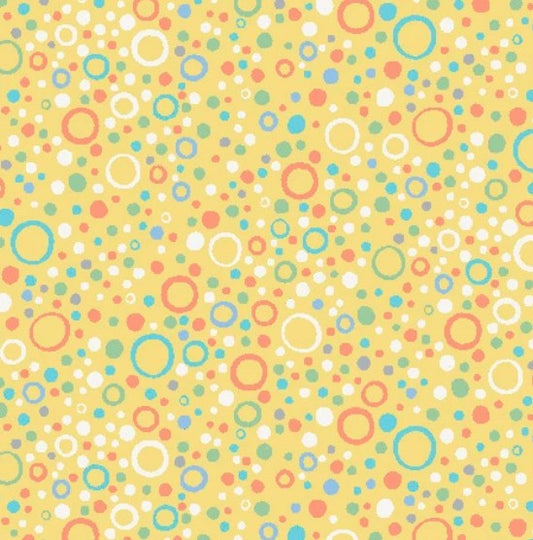 Little Squirt Bubble Icy Yellow Flannel Fabric