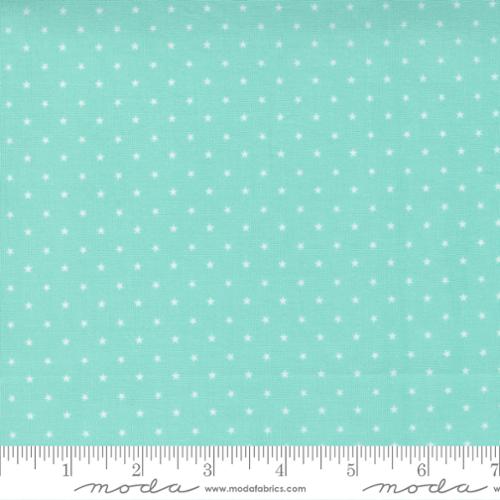 Twinkle Sky Soft Green Cotton Fabric with Stars