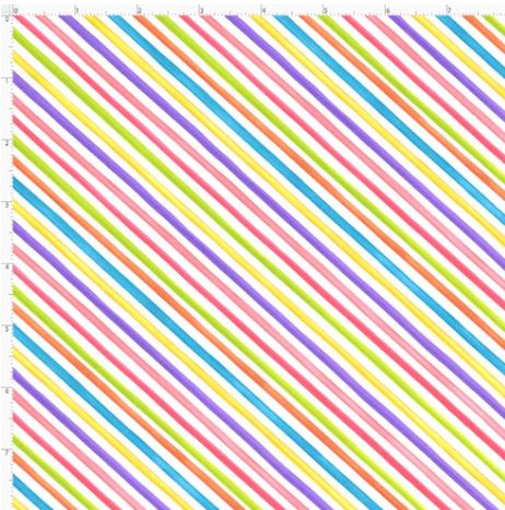 Multi color Baby Bias Stripe on White BackgroundFabric