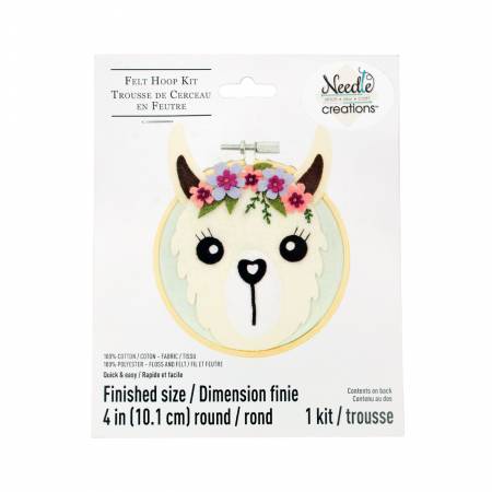 4in Felt Embroidery Hoop Kit Llama