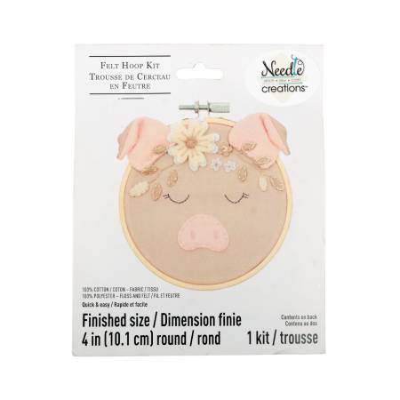 4in Felt Embroidery Hoop Kit Pig