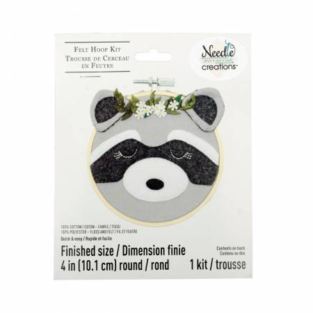 4in Felt Embroidery Hoop Kit Raccoon