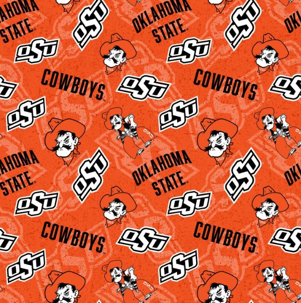 OSU, Oklahoma State University Cowboys fabric by Sykel * – Treasures Three