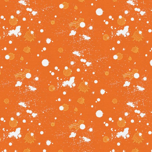 On Your Mark - Ink, Splats Orange Fabric *