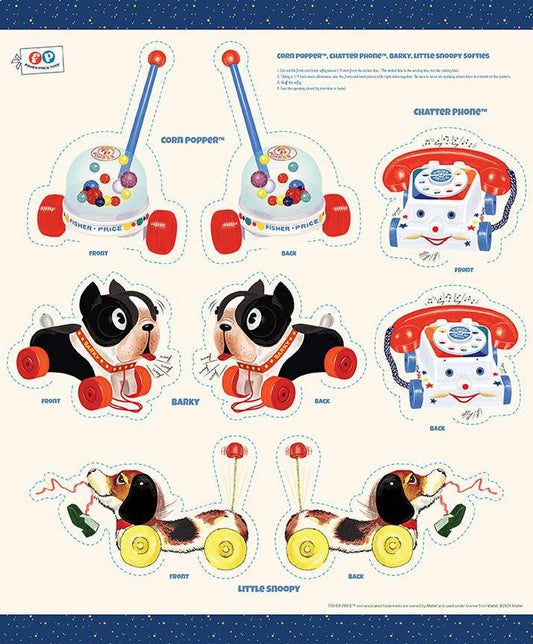 Pop 'n Play Softie Toys Panel Fisher-Price Toys for Riley Blake #100