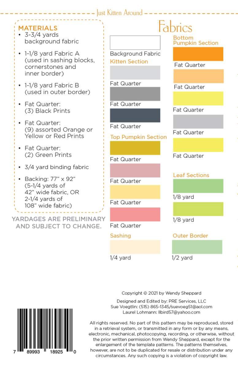 Just Kitten Around Quilt Pattern by Wendy Sheppard