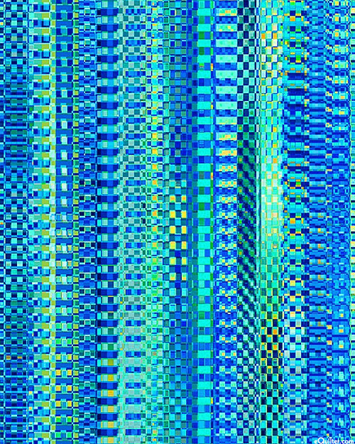 Zipper Stripe Azure, shades of blue and green 108" Wide Backing *
