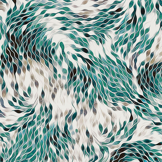 Vitality 108" Teal and Green Harmonious Strokes Wideback Cotton Fabric