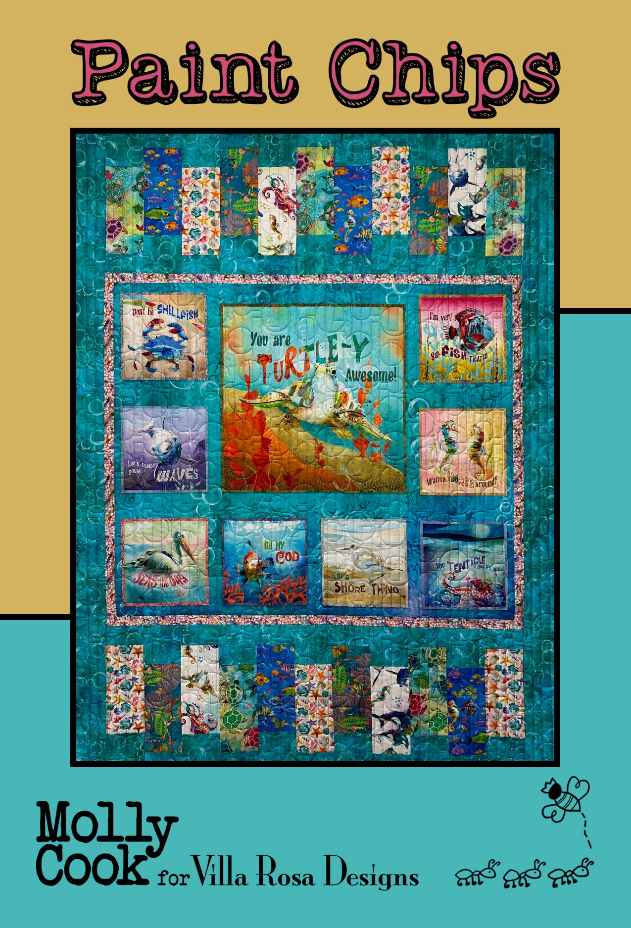 August 2024 PDF Quilt Pattern Collection of 5 digital patterns by Villa Rosa Designs, including Dangle, Drizzle, Miss Josie, Paint Chips and Sarona