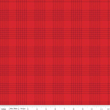 Peace on Earth Red Plaid Cotton Fabric *
