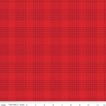 Peace on Earth Red Plaid Cotton Fabric