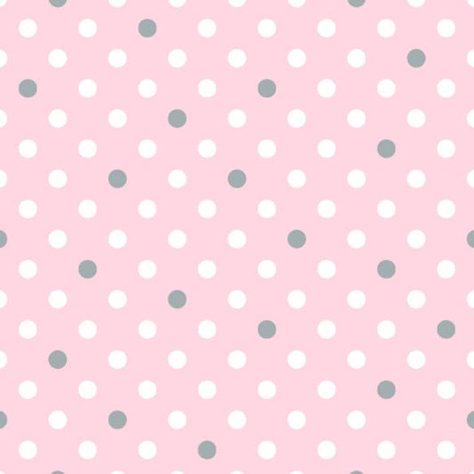 Pink with white and grey dots flannel Fabric