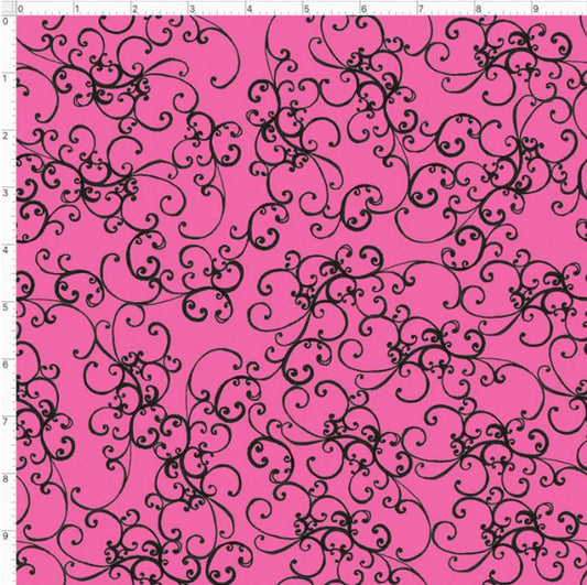 Elegant Pink Scroll Fabric