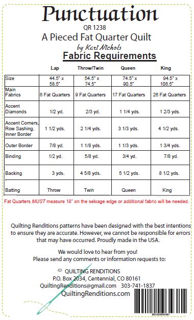 Punctuation PDF Download Quilt Pattern by Quilting Renditions