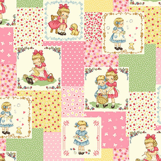 Margaret and Sophie 5, Pink Blocks Cotton Shirting Fabric
