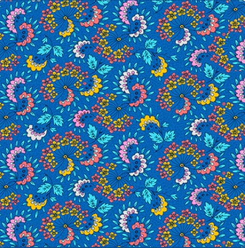 Floral Fare in Royal Blue Cotton Fabric