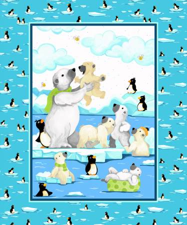 Turquoise Burr The Polar Bear Fabric Panel #17 **