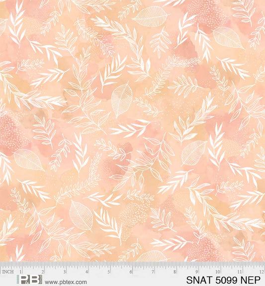 Serene Nature Peach leaves Variegated cotton fabric From P & B Textiles *