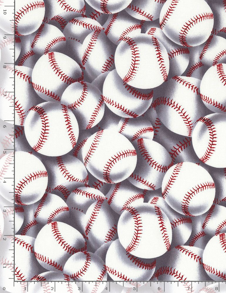 Packed  baseball Text cotton fabric