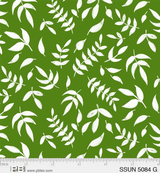 Simply Sunny Bright Green Tossed Leaves cotton fabric From P & B Textiles By Diane Labombarbe *