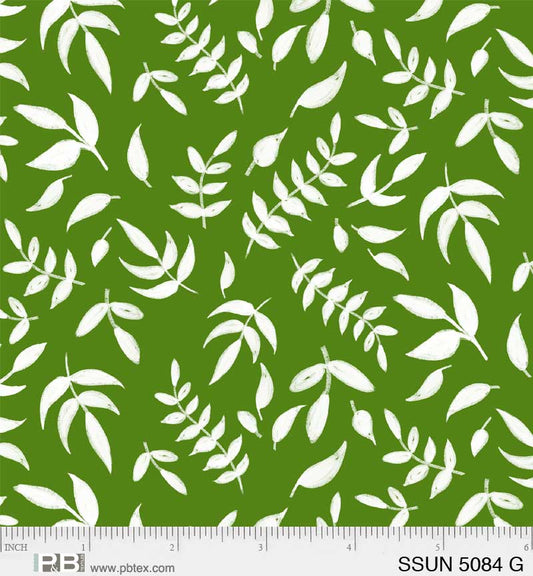 Bright Green Tossed Leaves cotton fabric From P & B Textiles By Diane Labombarbe