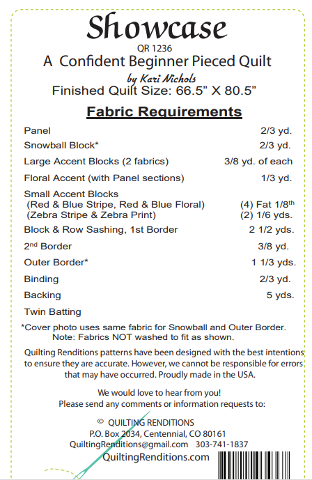 Showcase PDF Quilt Pattern by Quilting Renditions