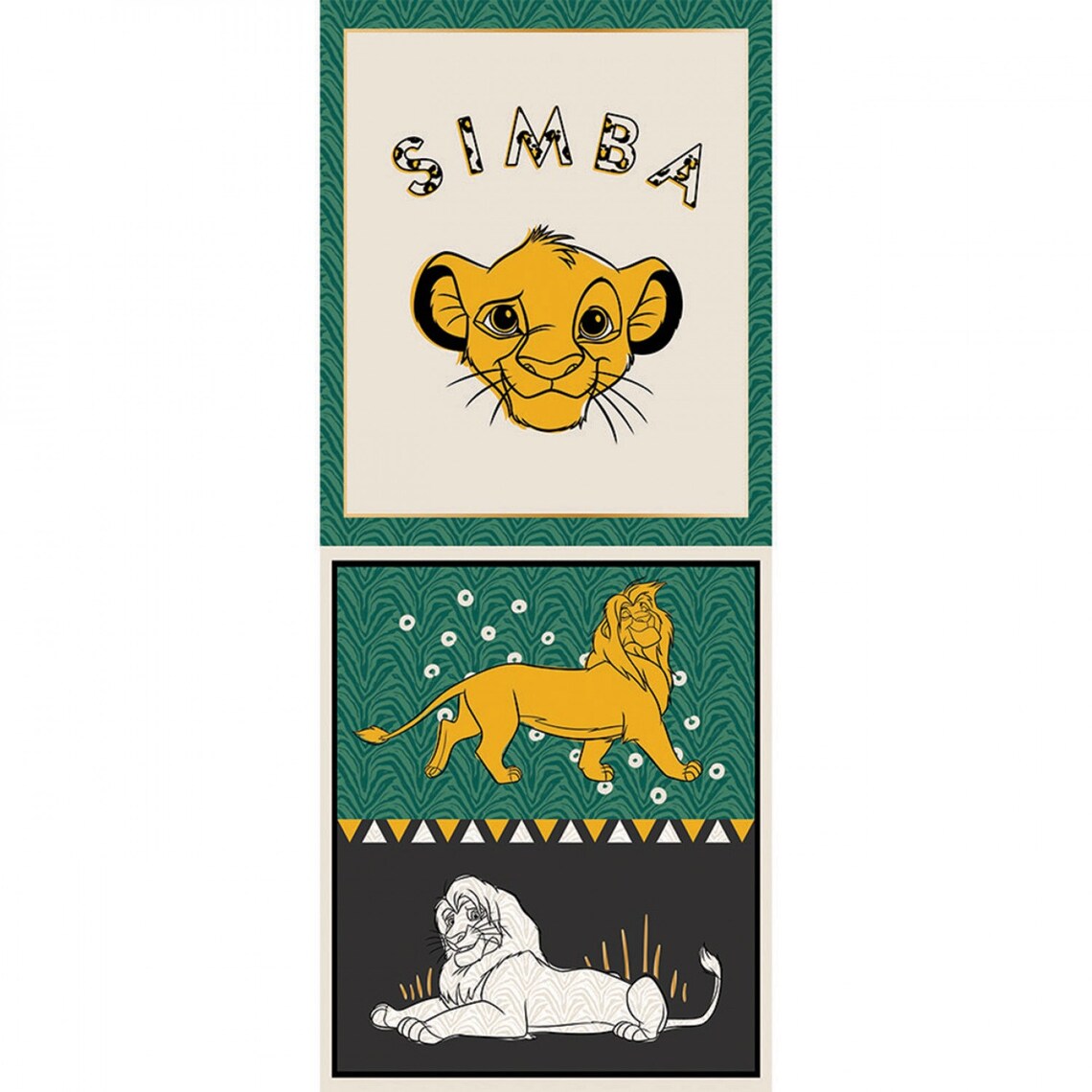 Simba and Lion Fabric Panel