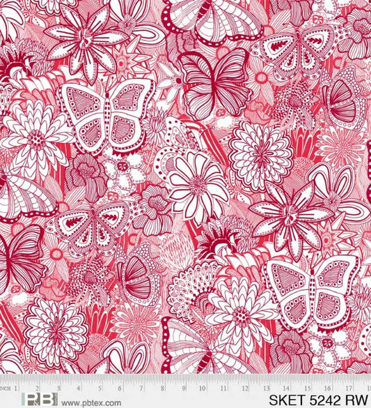 Sketchbook 108" Red and White Color Wide Backing *