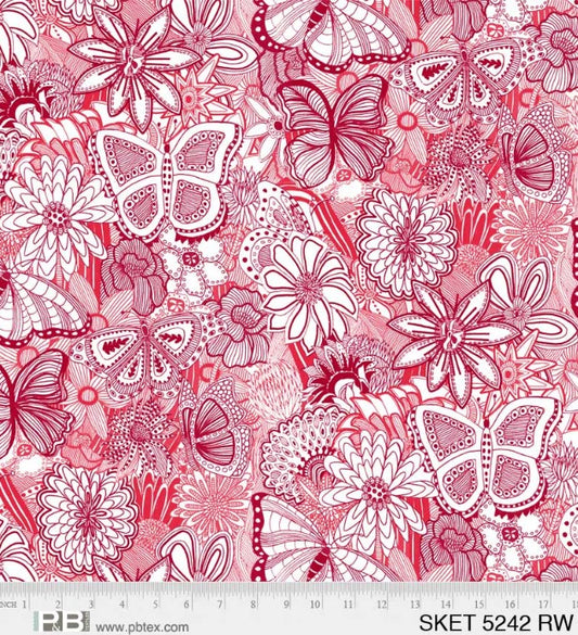 Sketchbook 108" Red and White Color Wide Backing
