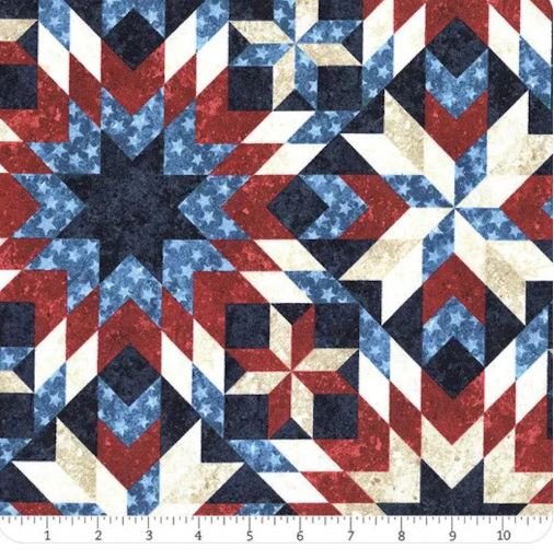 Stonehenge Stars and Stripes Quilt Blocks Cotton Quilting Fabric by Northcott