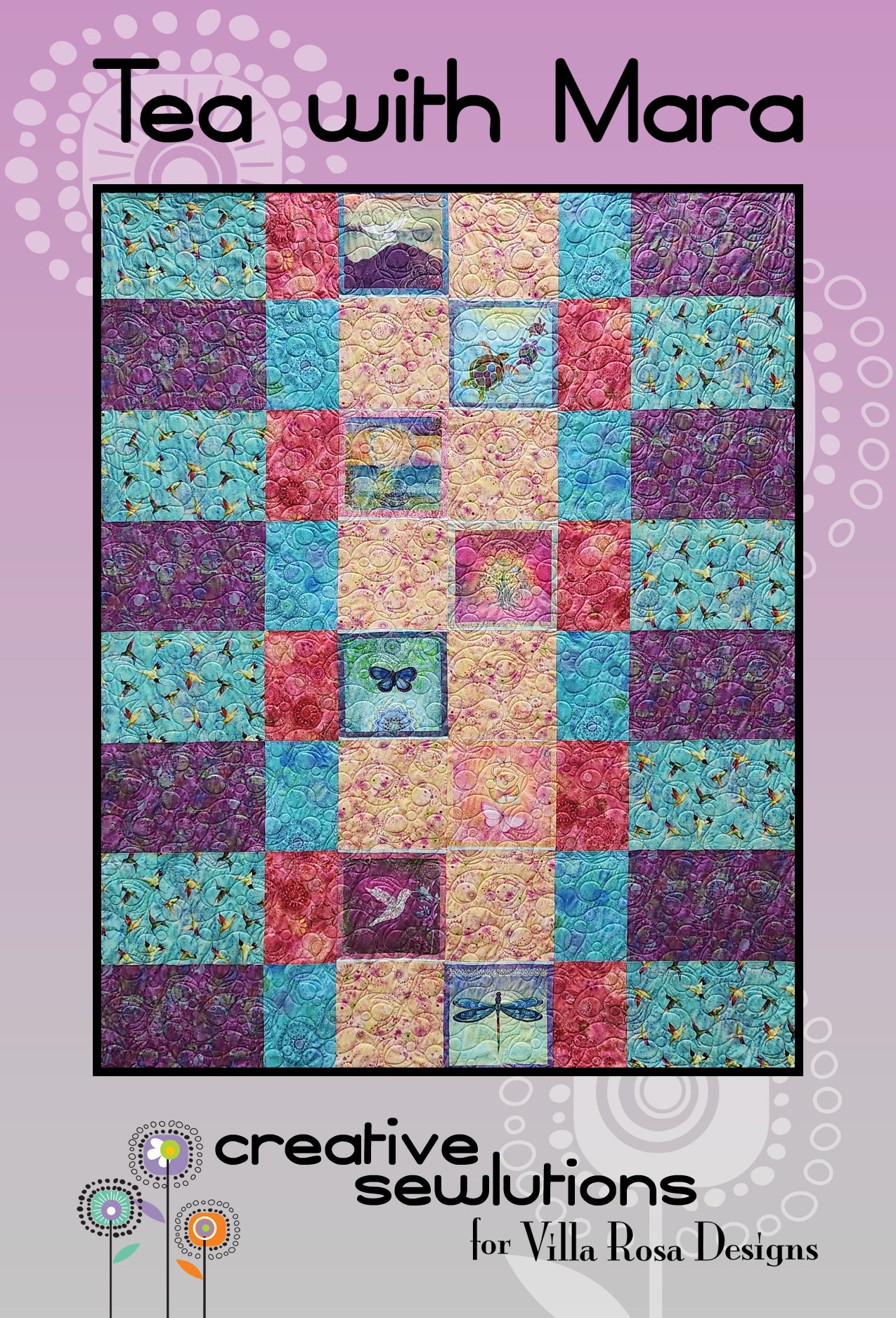 February 2024 PDF Quilt Pattern Collection of 5 digital patterns by Villa Rosa Designs, including Baraboo Two, Heartbeat, Interwoven, Seasoning, Tea with Mara