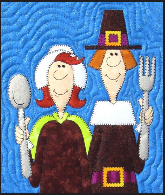 Thanksgiving Pilgrims Mini Wall Hanging, PDF Download Quilt Pattern by Amy Bradley