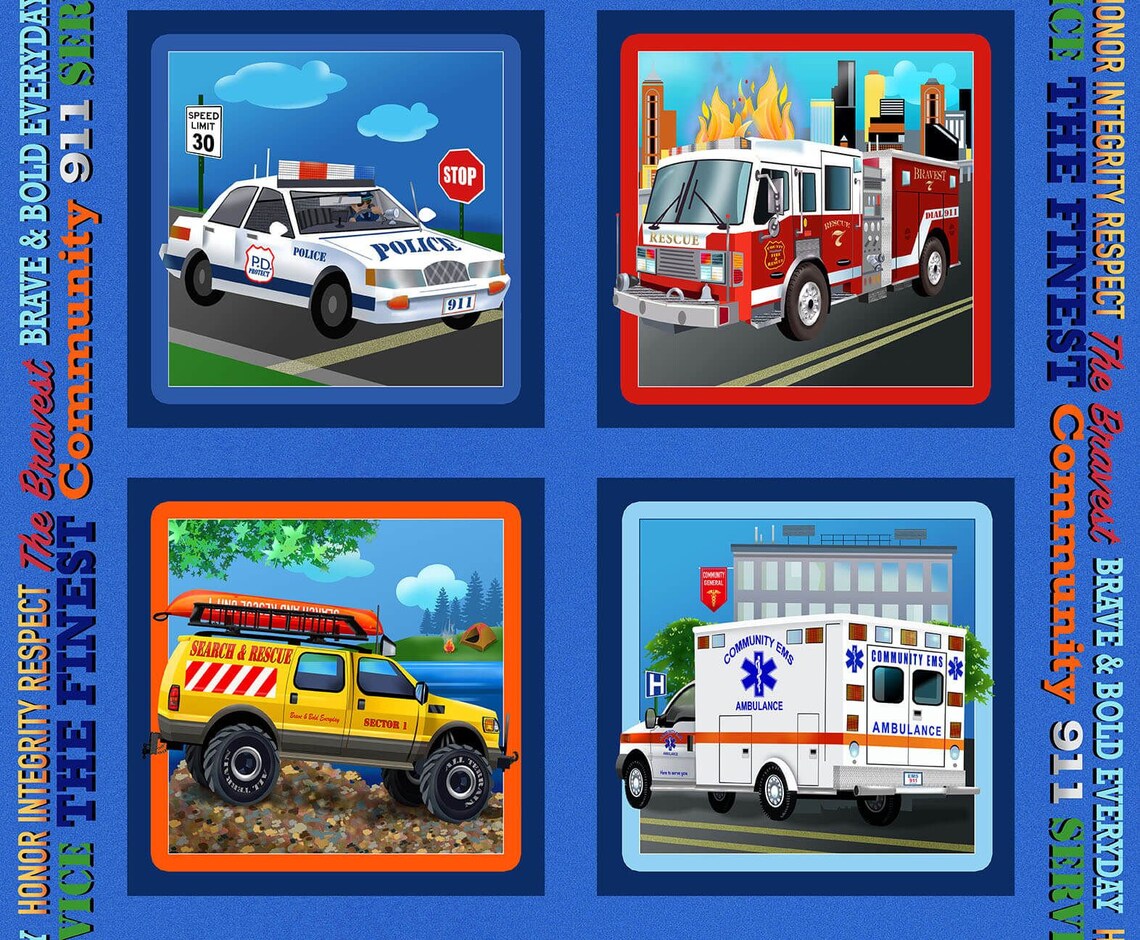 To the Rescue Fabric Blocks Panel