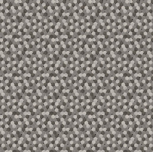 Bee Kind, Tonal Honeycomb Grey, Cotton Fabric, by Paint Brush Studios *