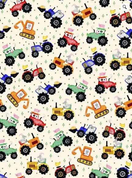 Tractors Flannel Fabric