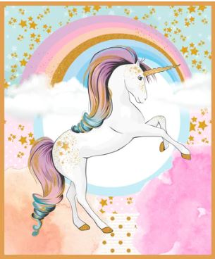 Rainbow Unicorn Fabric Panel by Kennard & Kennard Designs #78**