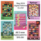 May 2024 PDF Quilt Pattern Collection of 5 digital patterns by Villa Rosa Designs, including Foxy, Highlight, Pinked, Riplinger, Sorbet