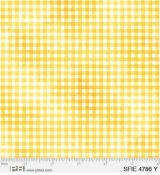 Sunflower Field Yellow check Plaid cotton fabric *