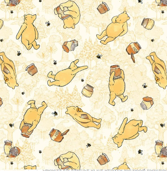 Winnie the Pooh Yellow Bears Cotton Fabric