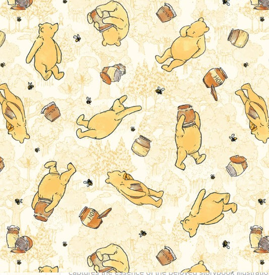 Winnie the Pooh Yellow Bears Cotton Fabric