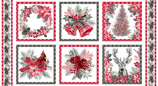 Holiday Style Christmas Block Fabric Panel