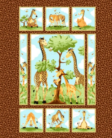 Zoe II Giraffe Fabric Panel by Susybee for Clothworks