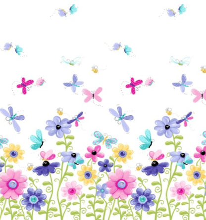 Flutter Butterfly Double Border Cotton Quilting Fabric by Susybee