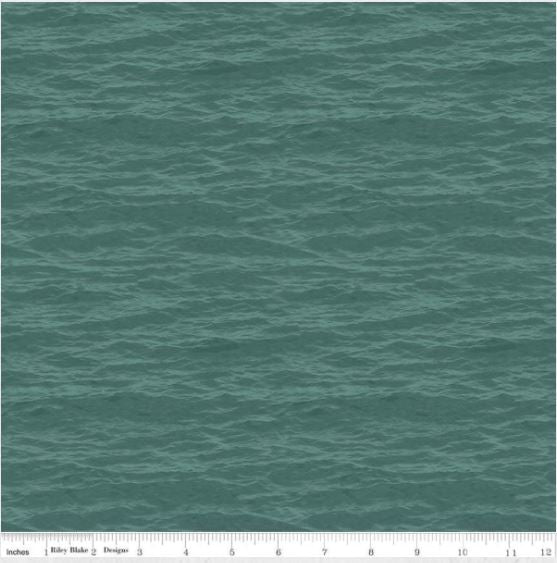 Fish and Fowl Teal Green Water Quilting Cotton Fabric