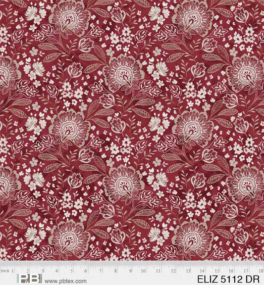 Dark Red Jacobean Allover Elizabeth 108" Wideback Fabric *