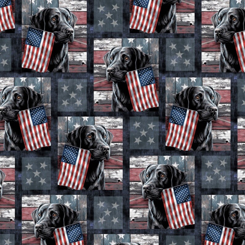 Patriotic Lab with American Flag by David's Textiles