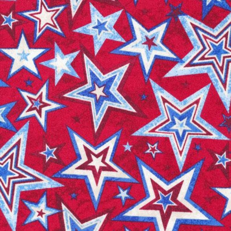 Marblehead Valor Multi Red White and Blue Stars on Red Fabric Cotton Fabric *