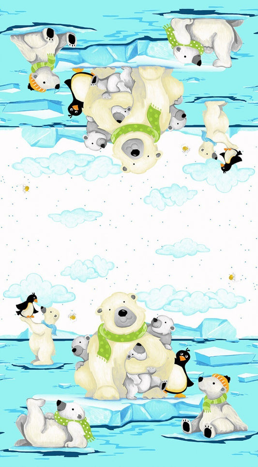 Aqua Burr The Polar Bear Double Border fabric by Susybee *